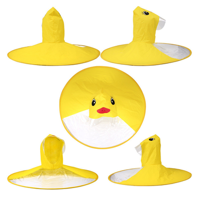 Custom Logo Printing UFO Transparent Waterdicht Poncho voor kinderen Volwassenen leeftijdsgroep