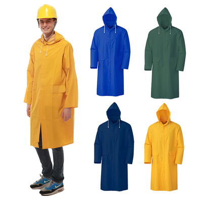 OXFORD CLOTH Custom waterdicht dik zwaar pvc polyester volwassen gele regenjas