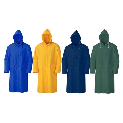 OXFORD CLOTH Custom waterdicht dik zwaar pvc polyester volwassen gele regenjas