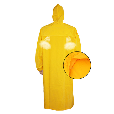 OXFORD CLOTH Custom waterdicht dik zwaar pvc polyester volwassen gele regenjas