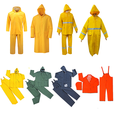 OXFORD CLOTH Custom waterdicht dik zwaar pvc polyester volwassen gele regenjas