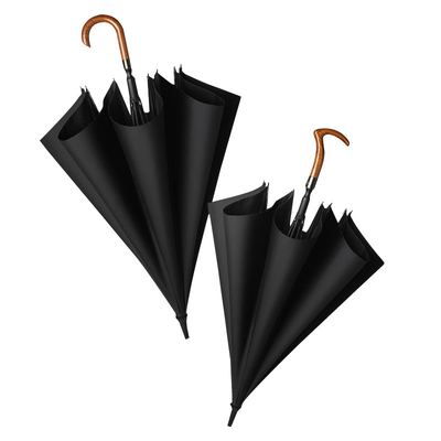 27 inch massief hout gebogen handvat paraplu Grote wind en regen bescherming 8k Custom logo