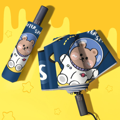 Astronaut Cartoon Automatische paraplu voor kinderen voor basisschool en kleuterschool