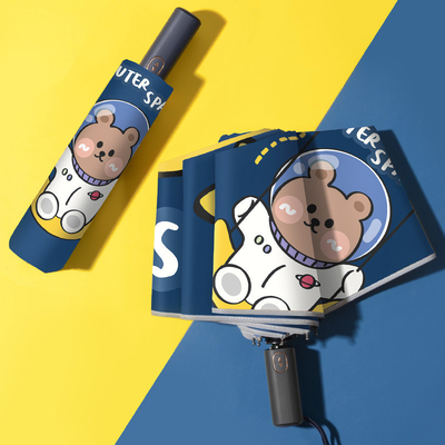 Astronaut Cartoon Automatische paraplu voor kinderen voor basisschool en kleuterschool