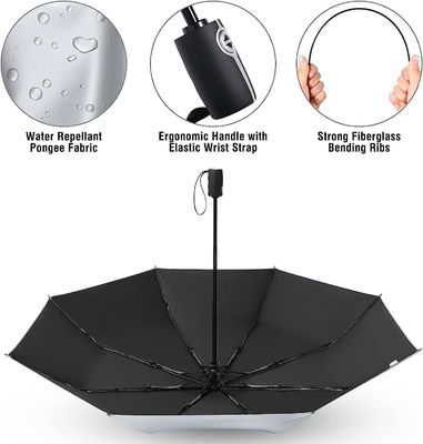 Polyester UPF 50 Winddicht Zonbescherming Reizende paraplu 46&quot; Zilveren coating Auto paraplu