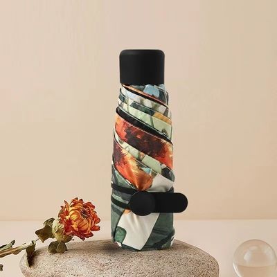 Goud gecoate metalen schacht Diy paraplu Japanse en Koreaanse stijl 5voudige mini UV zak