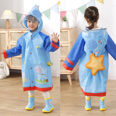 Outdoor RAINWEAR Cartoon Printed Kids Regenjas met reflecterende strepen Meisjes regenjas