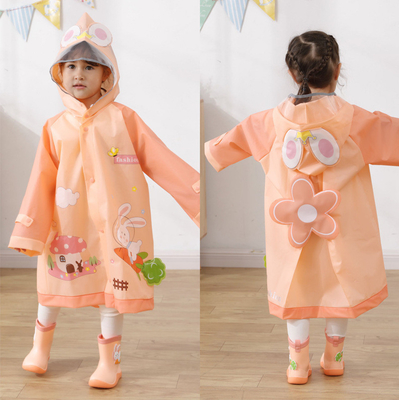 Outdoor RAINWEAR Cartoon Printed Kids Regenjas met reflecterende strepen Meisjes regenjas