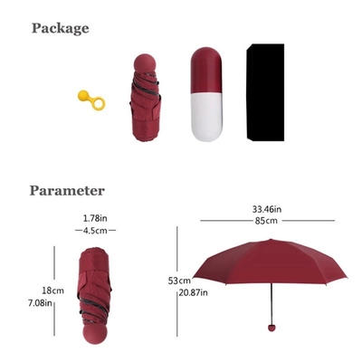 Vijfvoudig UV-beschermingscapsule zak Super kleine paraplu met volledige plaat print