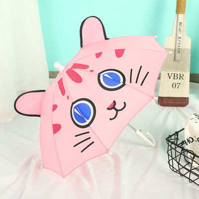 Gepersonaliseerde kleuren mini kinderparaplu met lang handvat en schattig tekenfilmontwerp