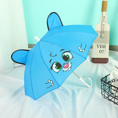 Gepersonaliseerde kleuren mini kinderparaplu met lang handvat en schattig tekenfilmontwerp