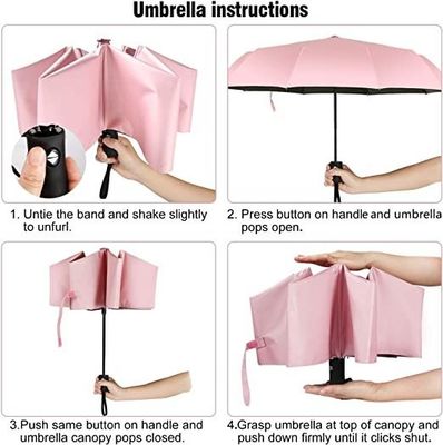 Metalen schacht Roze reisparaplu voor vrouwen Zonnescherm lichtgewicht Automatisch openen