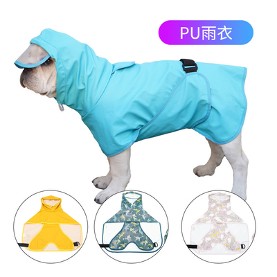 Poncho-stijl waterdicht reflecterend hondenregenjas met harnasopening en poepzak