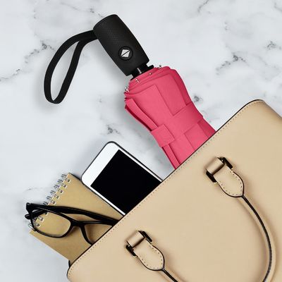 23 inch*10k Rozen poederkleur valse dubbele luifel reisparaplu voor gemakkelijke bediening