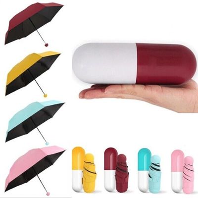 Polyester Mini 5 Fold Anti UV Pill Zwart Gecoat Regen paraplu Pocket Opvouwbare paraplu's
