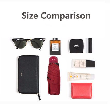 Polyester Mini 5 Fold Anti UV Pill Zwart Gecoat Regen paraplu Pocket Opvouwbare paraplu's