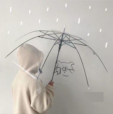Plastic Shaft Transparent Advertising Umbrella met All in 1 functie en drukwerk