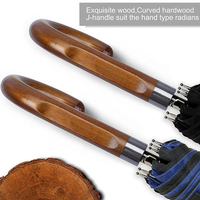 132cm Open Diameter Glasvezel Schacht Golf Paraplu met houten gebogen handvat Op maat