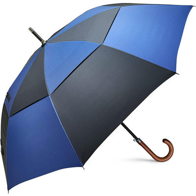 132cm Open Diameter Glasvezel Schacht Golf Paraplu met houten gebogen handvat Op maat