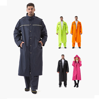 Mannen en vrouwen Arbeidsbescherming Oxford Stof Lang Reflectief Regenjas met Custom Logo