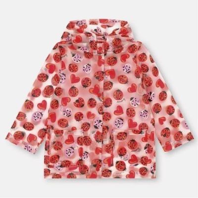 Supertransparante regenjas met rand. Helder zicht voor de dagelijkse behoeften van de basisschoolmeisjes.