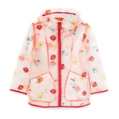 Supertransparante regenjas met rand. Helder zicht voor de dagelijkse behoeften van de basisschoolmeisjes.