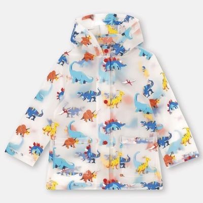 Supertransparante regenjas met rand. Helder zicht voor de dagelijkse behoeften van de basisschoolmeisjes.