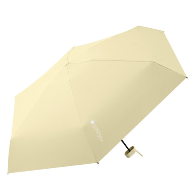 Mini zonnebrandcrème Vinyl 5vouw capsule paraplu met goud gecoate plastic handvat en 6 botten