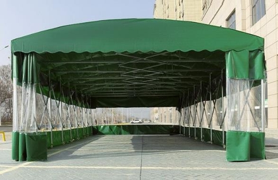 Gepersonaliseerde afdrukken Tarpaulin Outdoor Push-Pull Shed Telescopisch Markise Fabrikanten