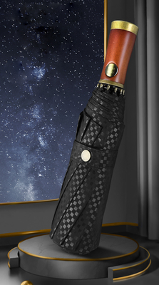 Reclame paraplu voor mannen X315 BSCI Automatisch Winddicht Luxe Gouden Houten Handle