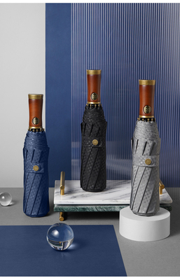 Reclame paraplu voor mannen X315 BSCI Automatisch Winddicht Luxe Gouden Houten Handle