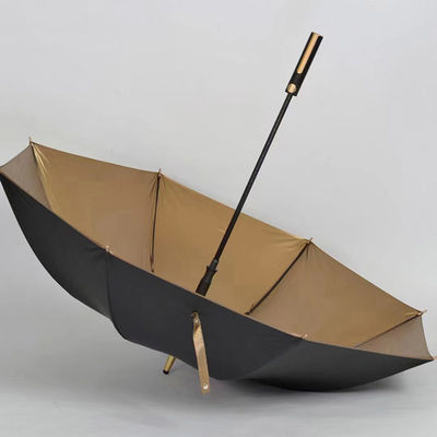 Persoonlijke paraplu's van goud gecoate stoffen met semi-automatische bediening en gouden handvat