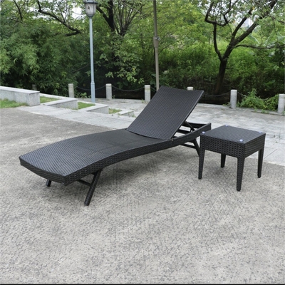 Outdoor Rattan Lounge Chair Opvouwbaar Balkon Leunbed voor villa en zwembad Poo