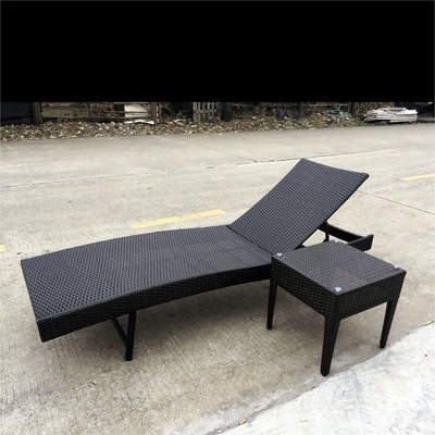 Outdoor Rattan Lounge Chair Opvouwbaar Balkon Leunbed voor villa en zwembad Poo