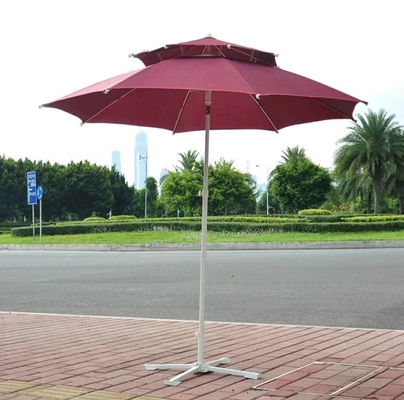 Buitenmeubilair 2,5 m Double Top Fiber Umbrella voor zonbescherming en winddichtheid