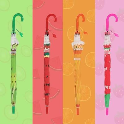 Gekrompen handvat rechte vrucht afdruk kinder paraplu creatief ontwerp voor kindercadeau