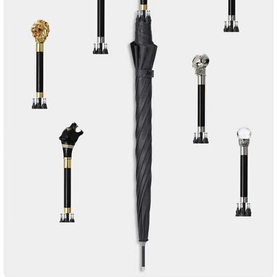 Japanse Animal Head Zwarte Custom Straight Bar Paraplu voor Creatieve Persoonlijkheden