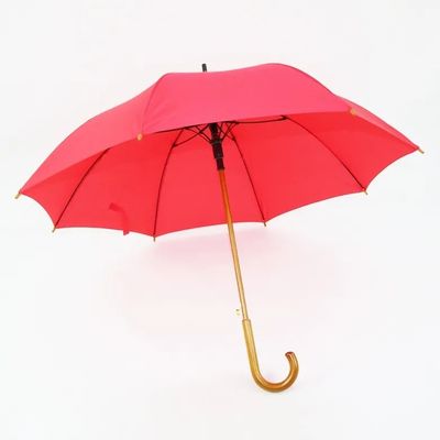 Automatisch open lange glasvezel raam stick paraplu met houten handvat en custom design