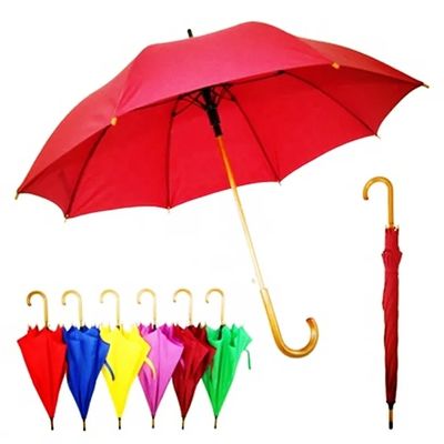 Automatisch open lange glasvezel raam stick paraplu met houten handvat en custom design