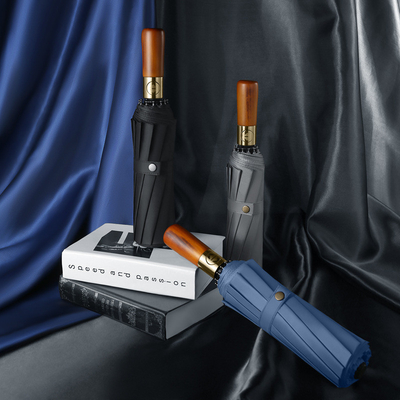 Bedrijfsgeschenk Houten paraplu met UV-blok en metalen schacht