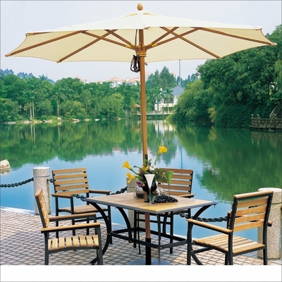 Plastic tips Houten strand patio Cafe Tuin zwembad Outdoor restaurant paraplu All in 1
