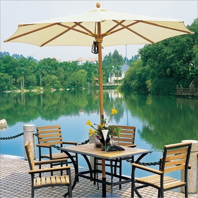 Plastic tips Houten strand patio Cafe Tuin zwembad Outdoor restaurant paraplu All in 1