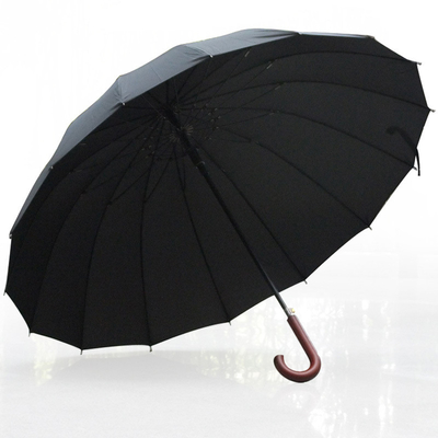 27 inch 16 ribben golf rechte paraplu met houten handvat gepersonaliseerd aangepast item