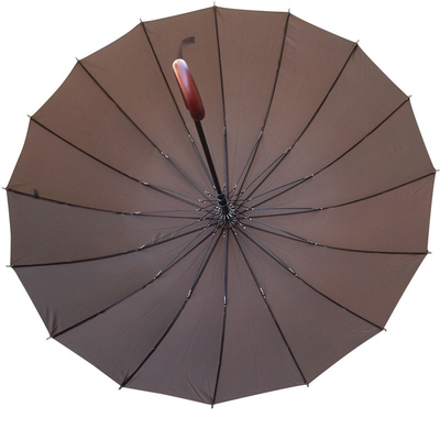 27 inch 16 ribben golf rechte paraplu met houten handvat gepersonaliseerd aangepast item