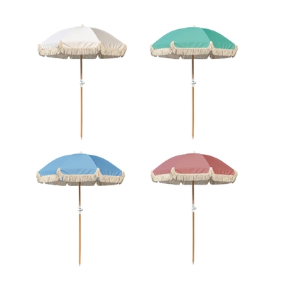 Aluminiumframe UV zonnebescherming buitenparasol tuin paraplu met aangepast logo en rand