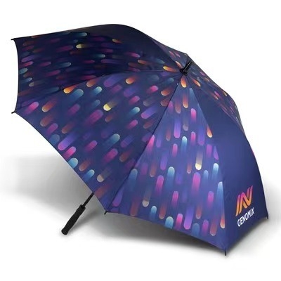 Gepersonaliseerd logo Grote sublimatie golf rechte paraplu voor wind en regen bescherming