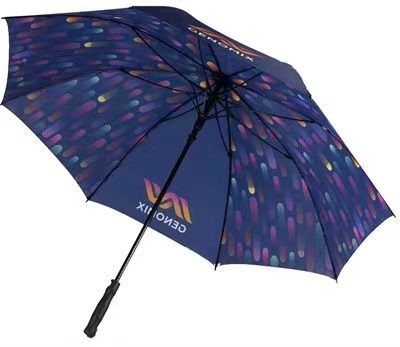 Gepersonaliseerd logo Grote sublimatie golf rechte paraplu voor wind en regen bescherming