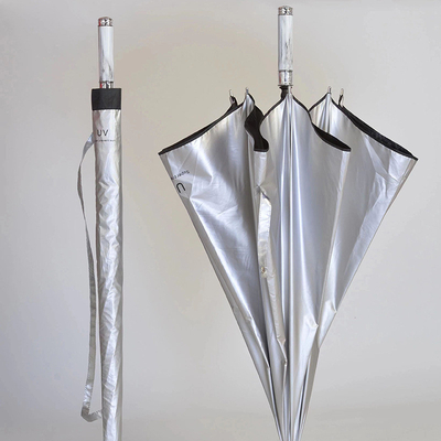 Plastic coating handle lang dubbel titanium zilver automatische golf paraplu voor buiten