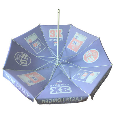 2.4 meter open diameter aangepast logo Pongee Beach paraplu voor buitenreclame