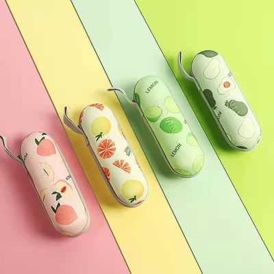 Op maat gemaakte 5 vouwbare Mini Pocket Paraplu Zonnebrandcrème UV Zonnebril Capsule Fruit Zonnebril